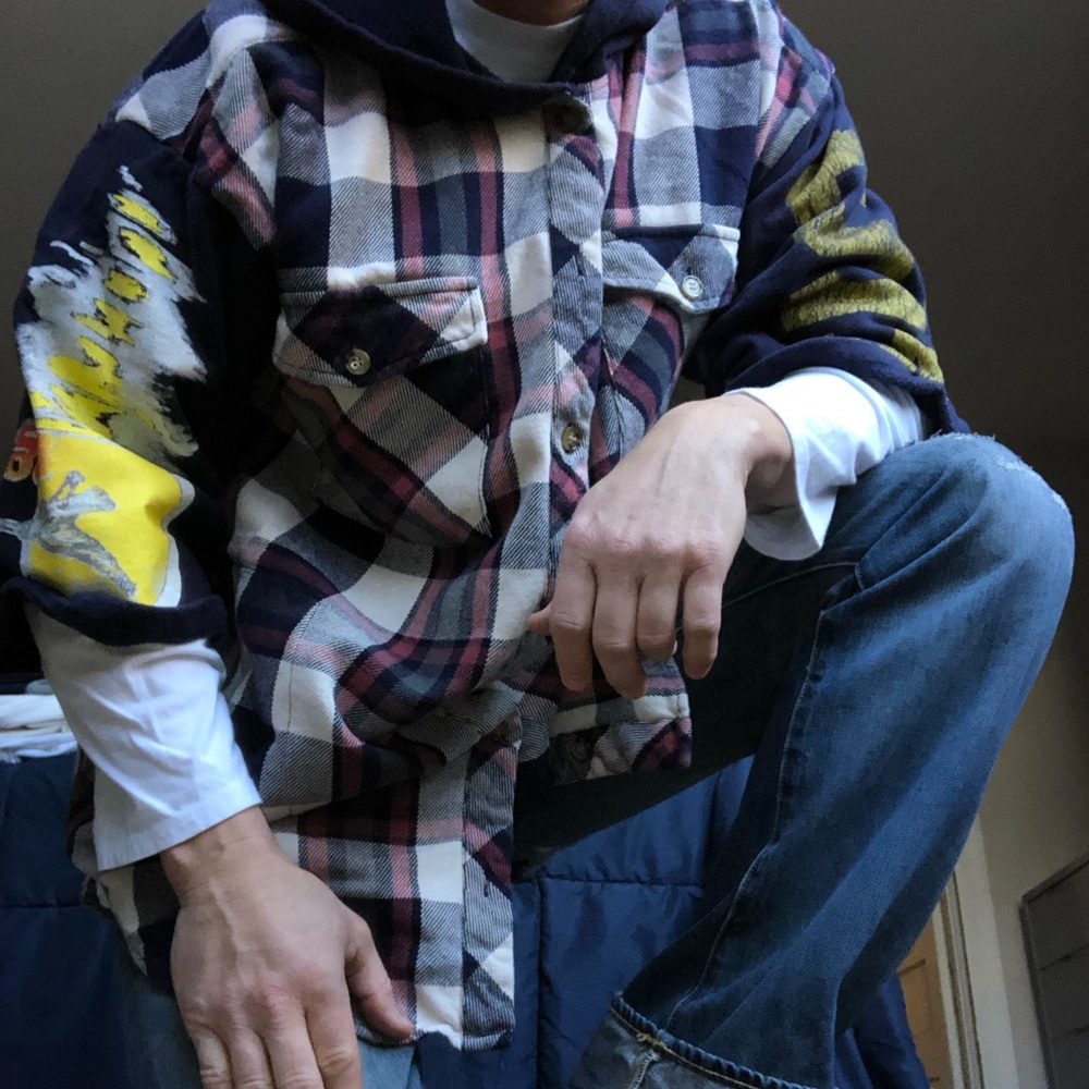 Street Wear Deconstructed Flannel hoodie made by Free People